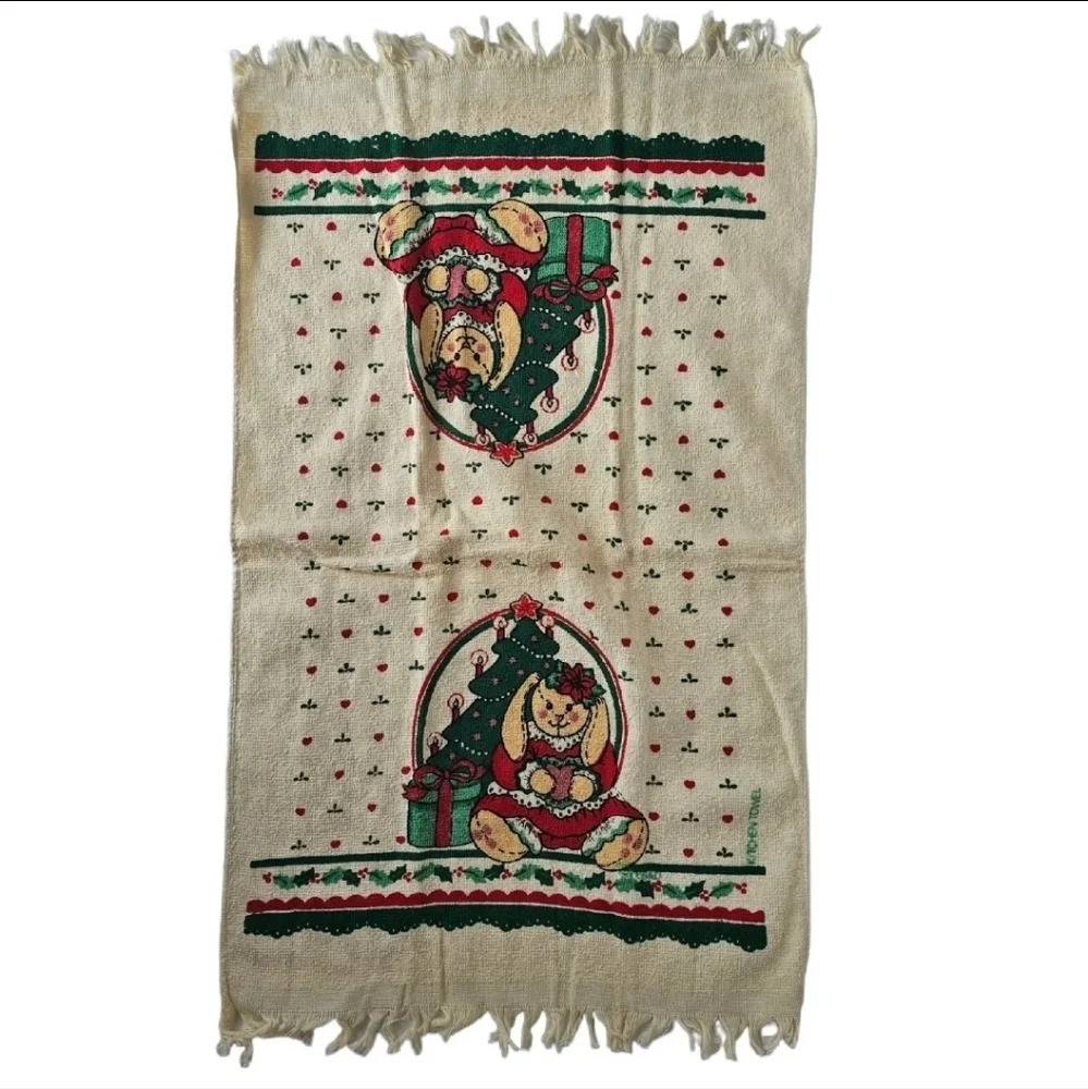 Vintage Royal Terry Christmas Tea Towel Rabbit 24" X 15"